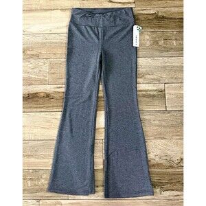 NWT Shosho Womens Gray Flared Yoga Pants Size M Pull On Elastic Waist Polyester